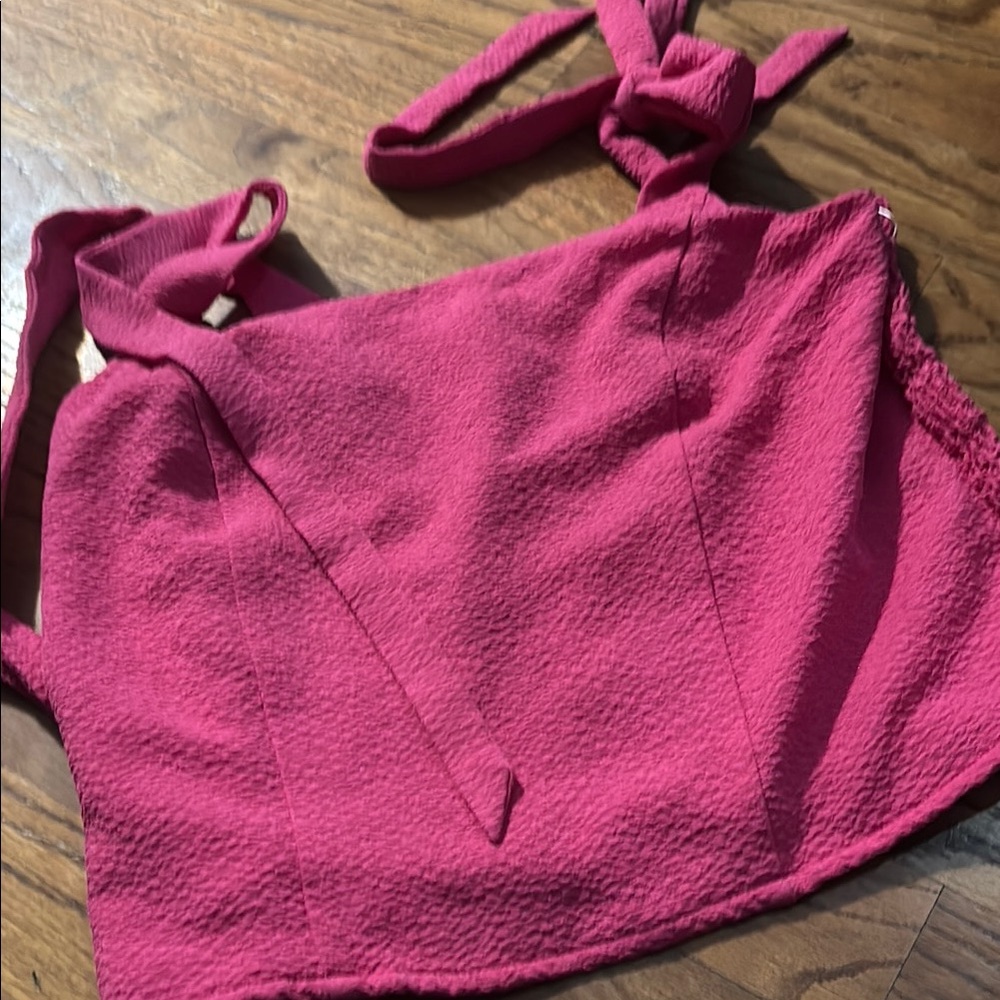 Old Navy Fuchsia Textured Tie-Strap Top